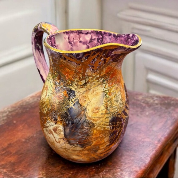 2007 Diana Young Abstract Multicolor Ceramic Pitcher - Picture 4 of 12